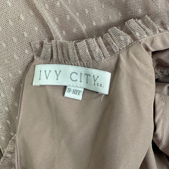 Ivy City Co. Tara Blush Tulle Dress Flutter Sleeves Girls Size 9 / 10 - Picture 7 of 9